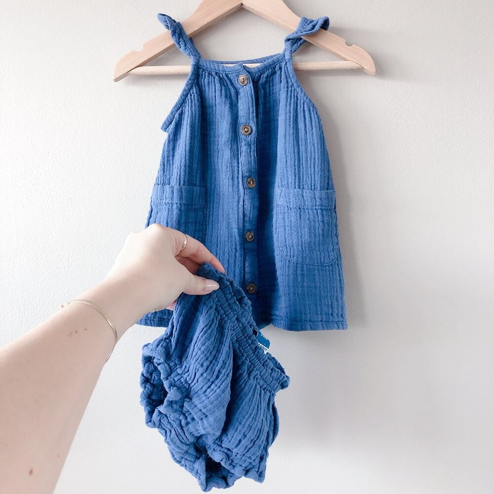 Old Navy Dress & Diaper Cove 3-6m gauze dress - Picture 1 of 9